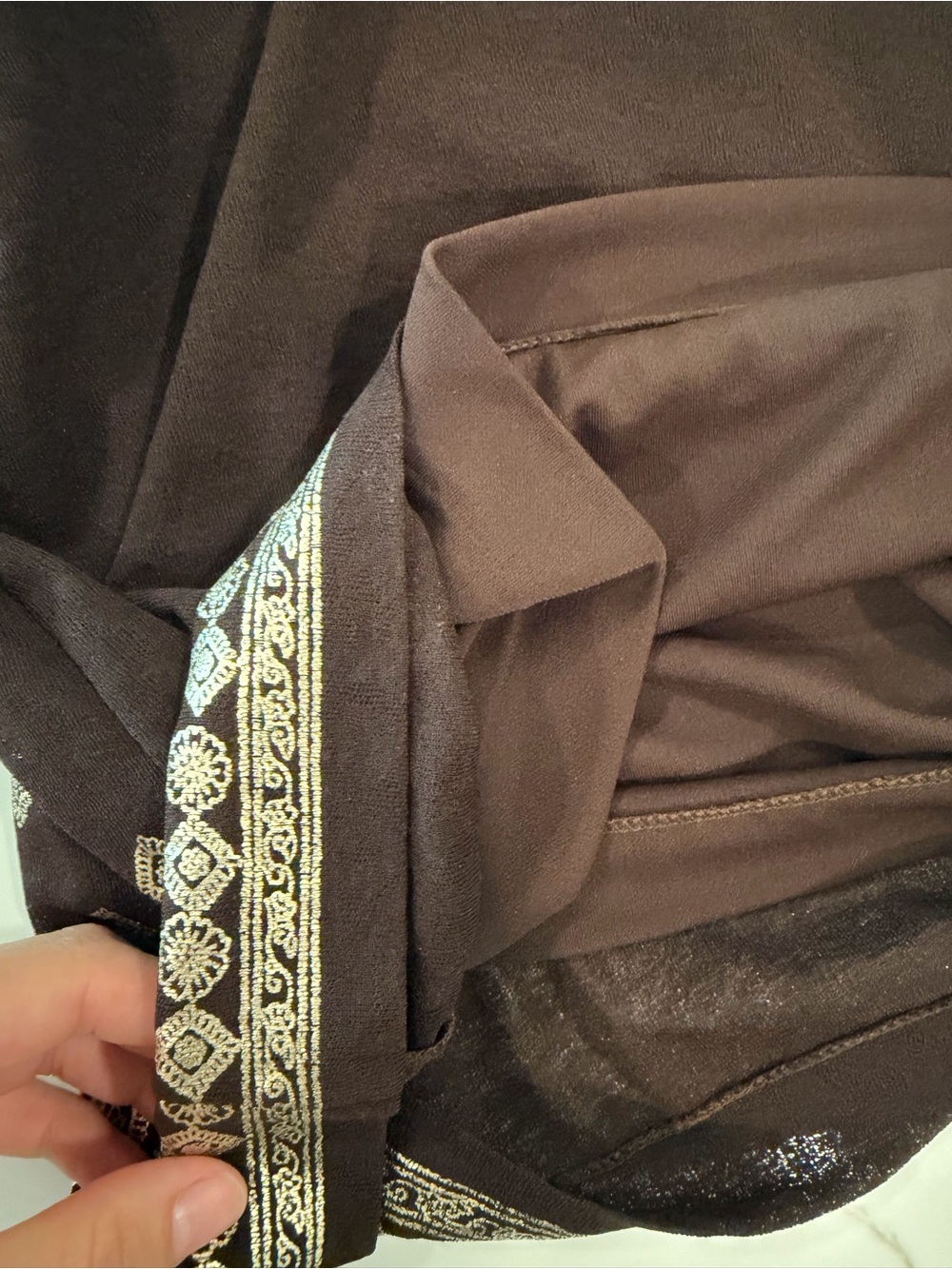 Brown‎ Mini Skirt with Gold Border Detail - Picture 4 of 5